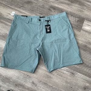 RSQ Shorts Mid Length Chino Aqua Above Knee Stretch Shorts Mens 40 Bermuda NEW